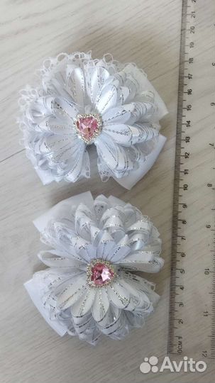 Банты для волос белые на резинке