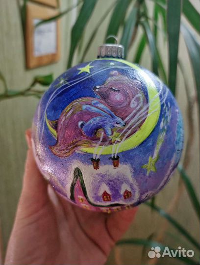 Ёлочный шар с ручной росписью 