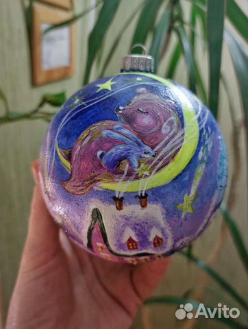 Ёлочный шар с ручной росписью 