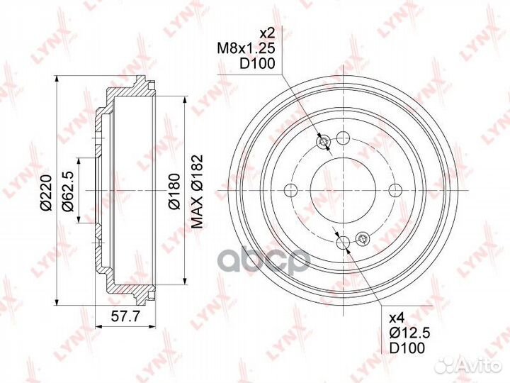 Барабан тормозной зад прав/лев hyundai getz