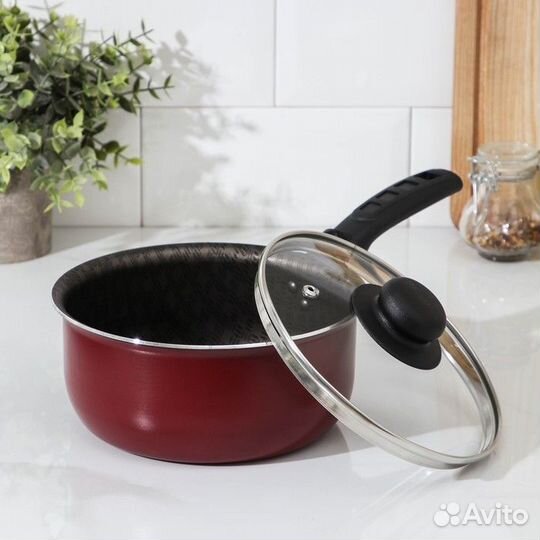 Ковш «Альфа», 1,5 л, стеклянная крышка, пластикова