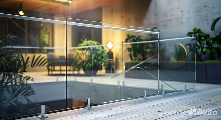 Стеклянные перила для лестницы. Под ключ