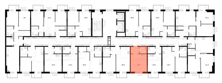 Квартира-студия, 23,7 м², 6/14 эт.