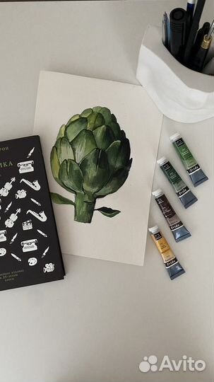 Картина акварель артишок