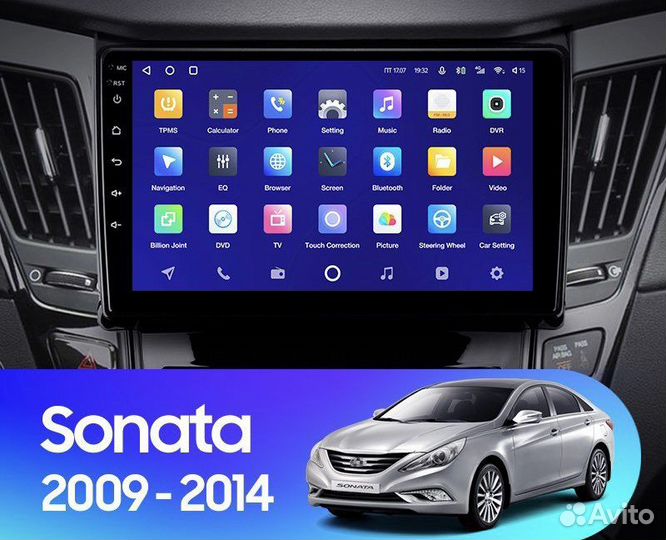 Магнитола 2 din android 9 дюймов Hyundai Sonata 6