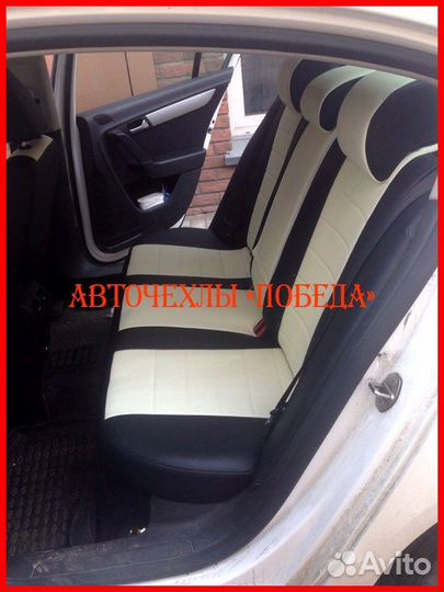 Чехлы Volkswagen Passat B7 из экокожи чёрно-белые