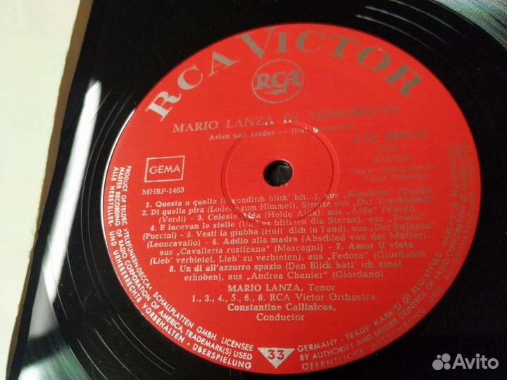 Mario Lanza Марио Ланца In Memoriam винил опера