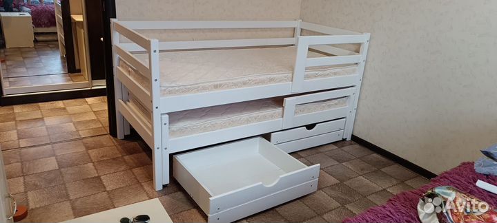 Кровать для двоих детей Софа2, массив сосны
