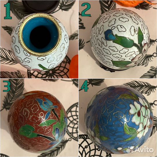 Ваза клуазоне яйцо эмаль на подставке китай