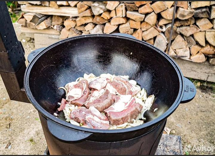 Чугунный казан с печью + шумовка