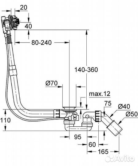 Слив-перелив Grohe Talentofill 28990000 полуавтом