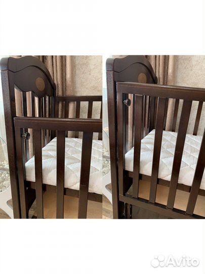 Детская кроватка с маятником и ящиком