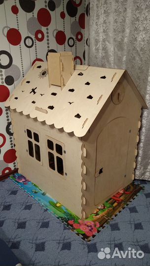 Деревянный игровой домик для детей