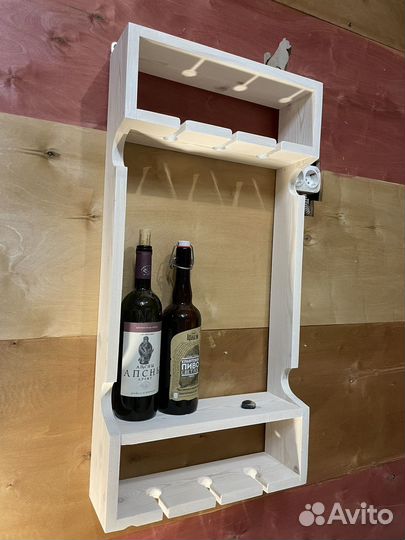 Винная полка навесная для бокалов и бутылок