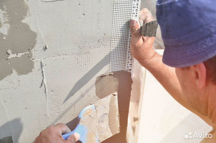 Штукатурка стен по маякам ручная/механизированная