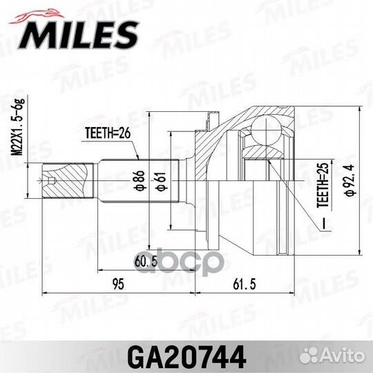 ШРУС наружный toyota corolla 2013- GA20744 GA20