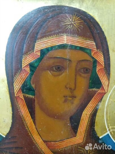 Икона Б. М. Смоленская 19 век оклад венец золото