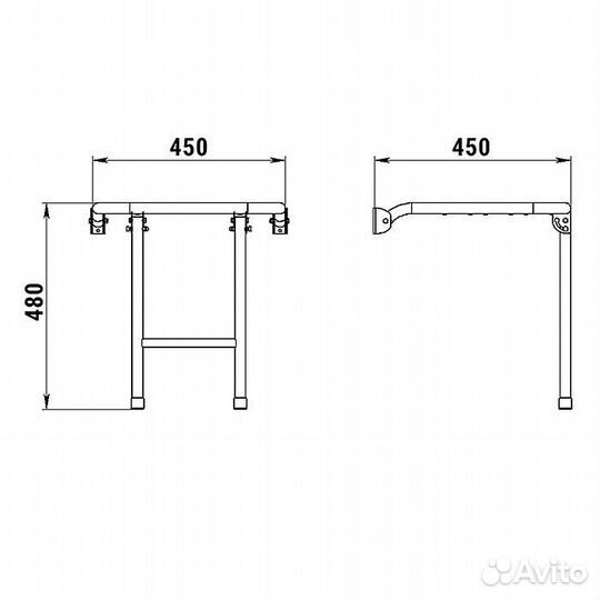 Скамья складная 450 мм, ироко