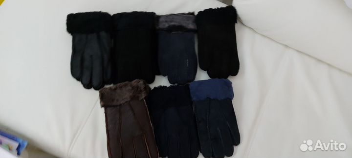 Мужские натуральные дублёные перчатки новые