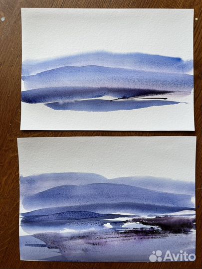 Авторский пейзаж акварель интерьерная картина