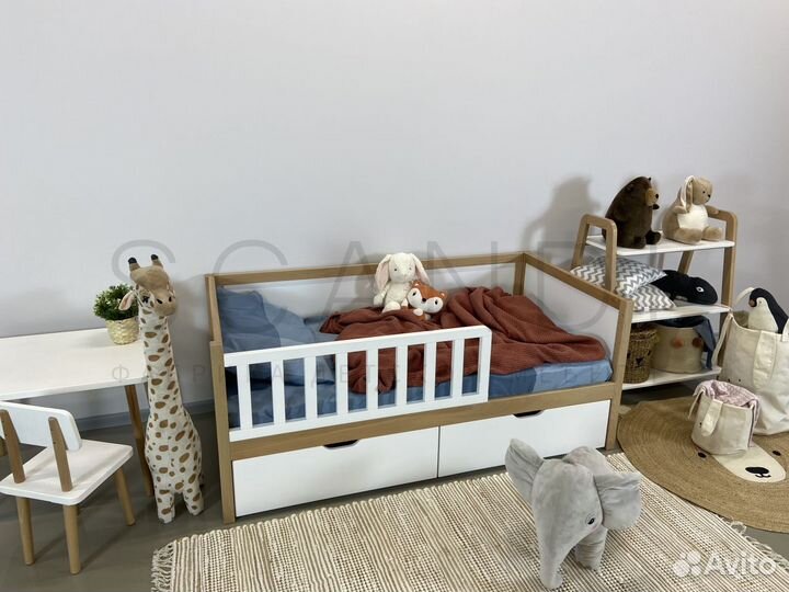 Кровать детская с бортиком Илва из бука