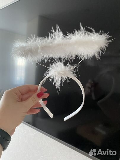 Ободок ангелочек перьевой