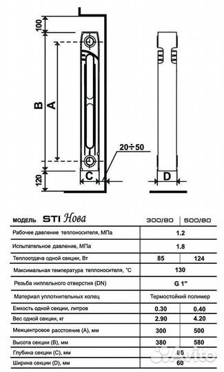 Радиатор чугунный STI модель Нова - 500 10 сек