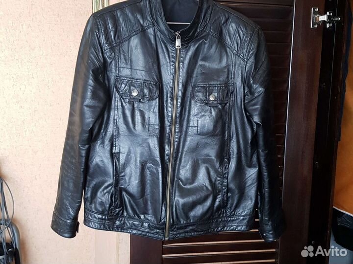 Кожаная куртка мужская 48