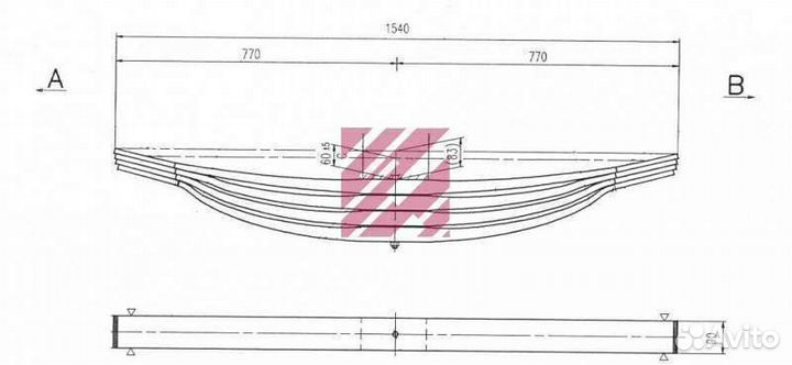 Рессора задняя Scania 4-х листовая 41x90x172 770