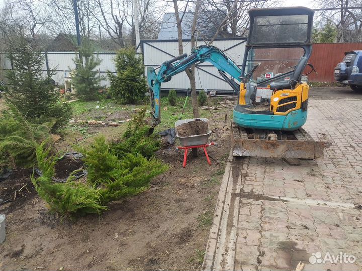 Расчистка участков,вспашка,корчевка.Миниэкскаватор