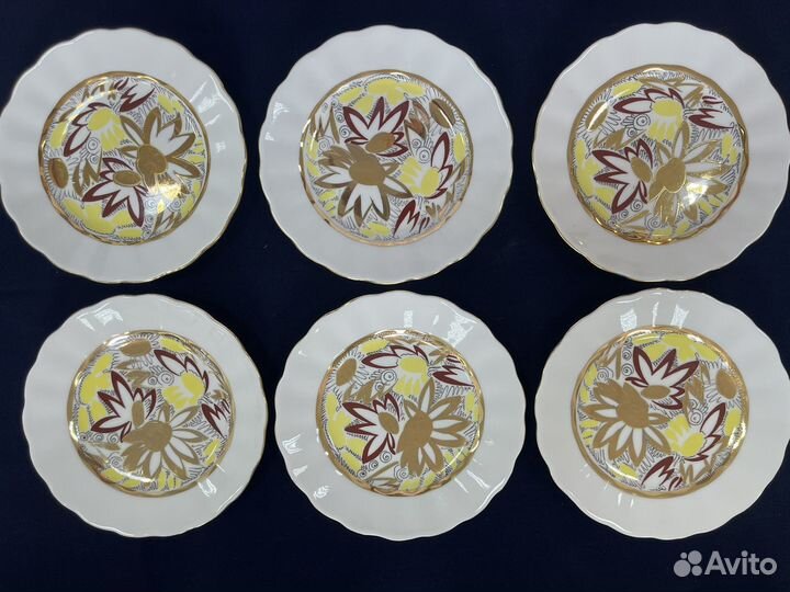 Чайный сервиз лфз - Золотые ромашки, винтаж СССР