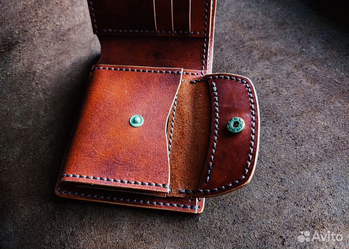 Мужской бифолд натуральная кожа ручная работа