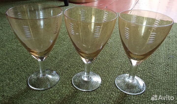 Фужеры СССР. 210 мл. 6 шт. Б/у. Стекло