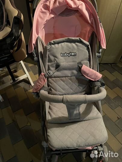 Коляска babyton трость розовая