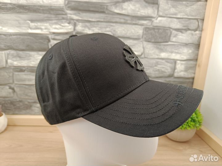 Кепка Chrome Hearts черная/ кожаный логотип