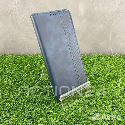 Чехол книжка Xiaomi Redmi 12 с кошельком (синий)