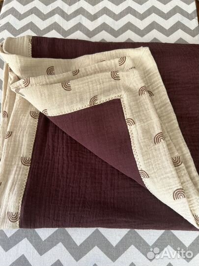 Муслиновый 4-х слойный плед детский 130х75