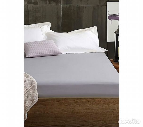Простынь GoodNight Трикотаж 160х200х20 Серый на ре