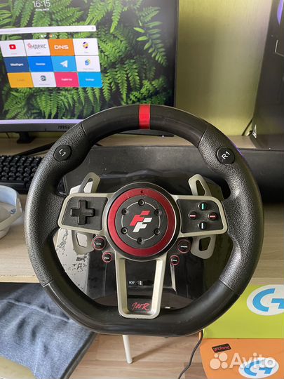 Игровой руль 900 градусов 3 педали и кпп