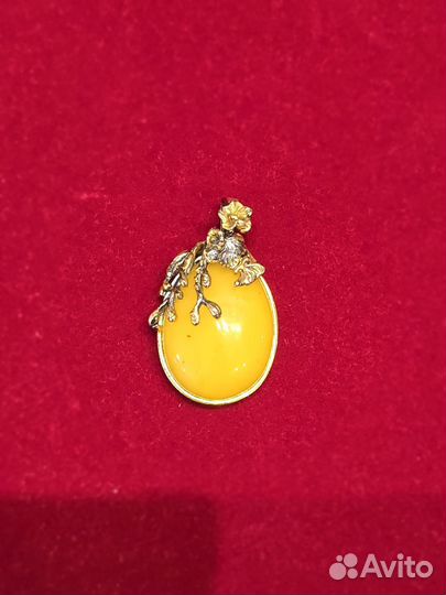 Серебряное кольцо подвеска кулон балтийский янтарь