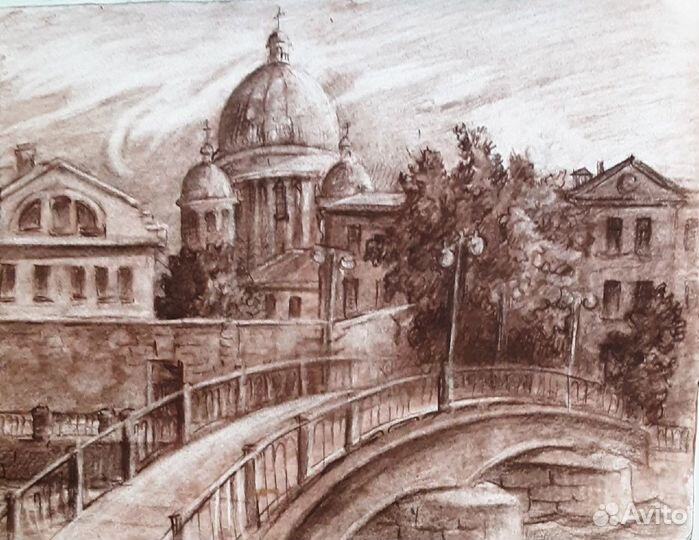 Картина графика виды Питера Троицкий собор