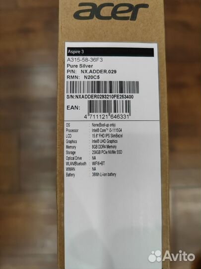 Ноутбук Acer Aspire 3 A315 58 36f3 Новый