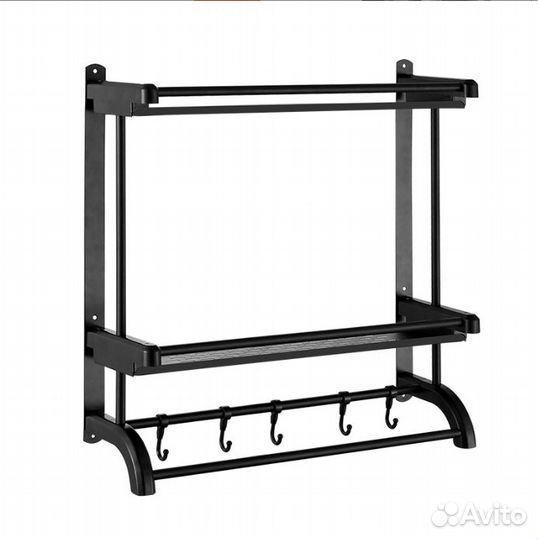 Двухьярусная полка металлическая черная