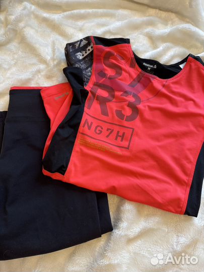 Спортивный костюм (2 топа, футболка, леггинсы)