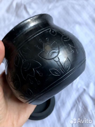 Горшок черная керамика