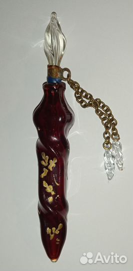 Антикварный парфюмерный флакон, цветное стекло