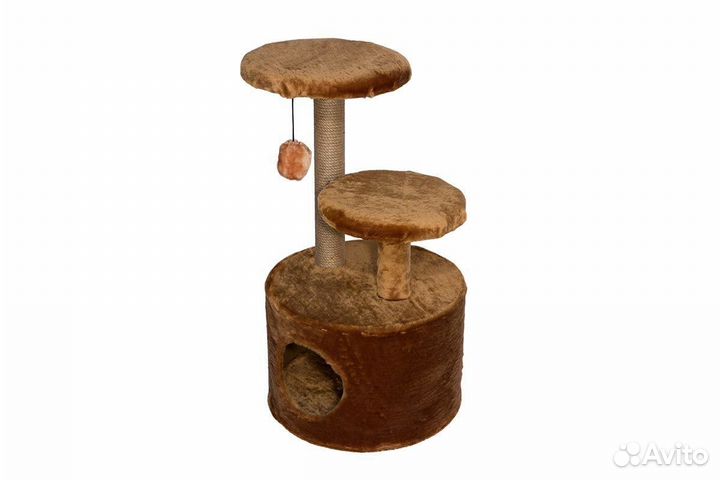 Комплекс Трехуровневый Круглый мех джут коричневый