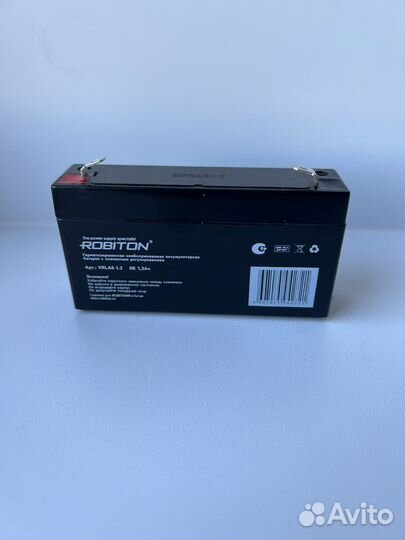 Аккумулятор 6В 1.3Ач свинцово-кислотный Robiton