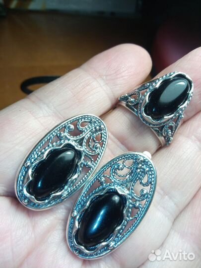 Серьги кольцо раухтопаз винтаж