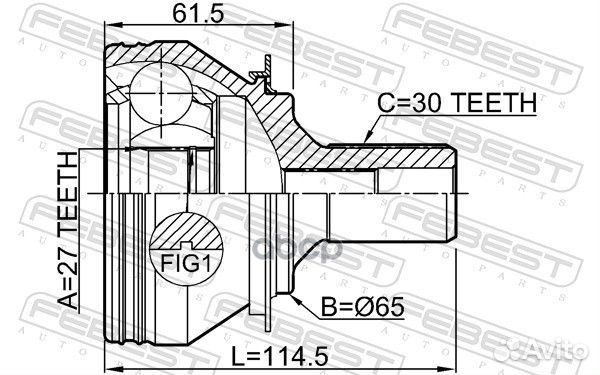 1610156 шрус наружный 27X65X30 1610156 Febest